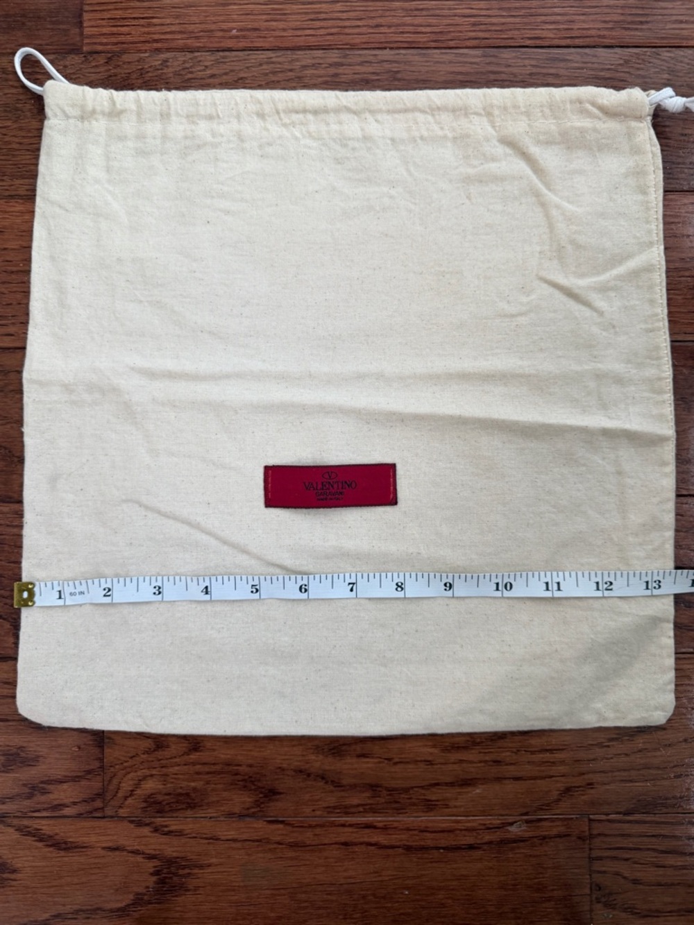 Valentino Canvas Dust Bag in Cream with Red Logo, small